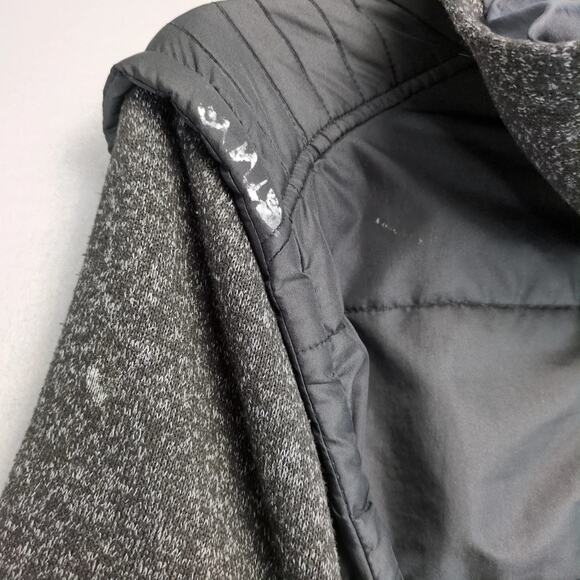 Distortion Black Puffer Jacket Men's S Knit Sleeves Hood Pocket Full Zip Grunge - Picture 5 of 10